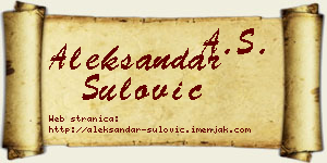 Aleksandar Šulović vizit kartica